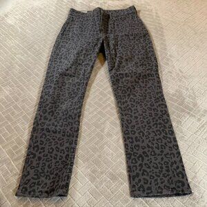 Gap Womens 28 Denim Jeans Gray Leopard Print Slim Straight High Rise Stretch